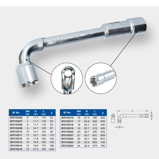 Brilliant Tools  BT015022 Doppel-Steckschlüssel, gekröpft, 22 mm