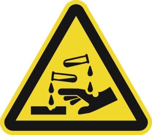 Warnzeichen 200 mm Ätzende Stoffe Folie