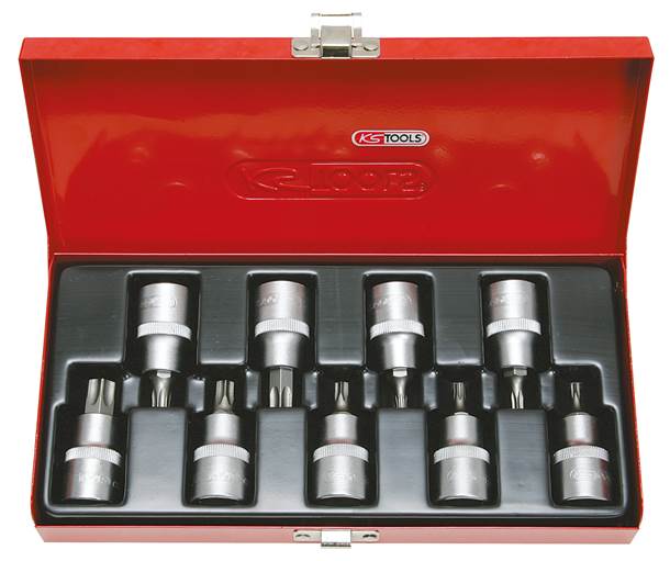 KS Tools 911.1386 1/2'' Bit-Stecknuss-Satz, 9-tlg., TB20-TB60 mit Stirnlochbohru