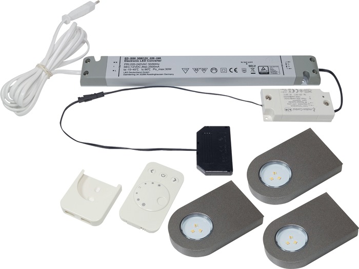 L&S 3000550123 Anbauleuchten-Set Glaspoint emotion warmweiß 12 V 0,8 W  Rahmenfa