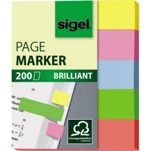 Sigel Haftmarker Brillant HN625 12x50mm farbig sortiert 5 St./Pack.