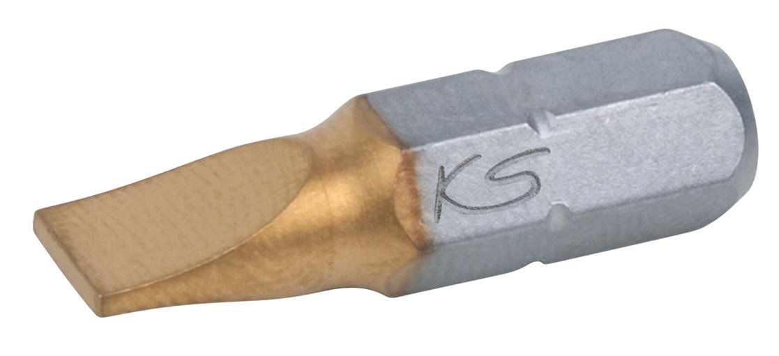 KS Tools 911.2635 1/4'' TiN Bit Schlitz, 25mm, 8mm, 5er Pck