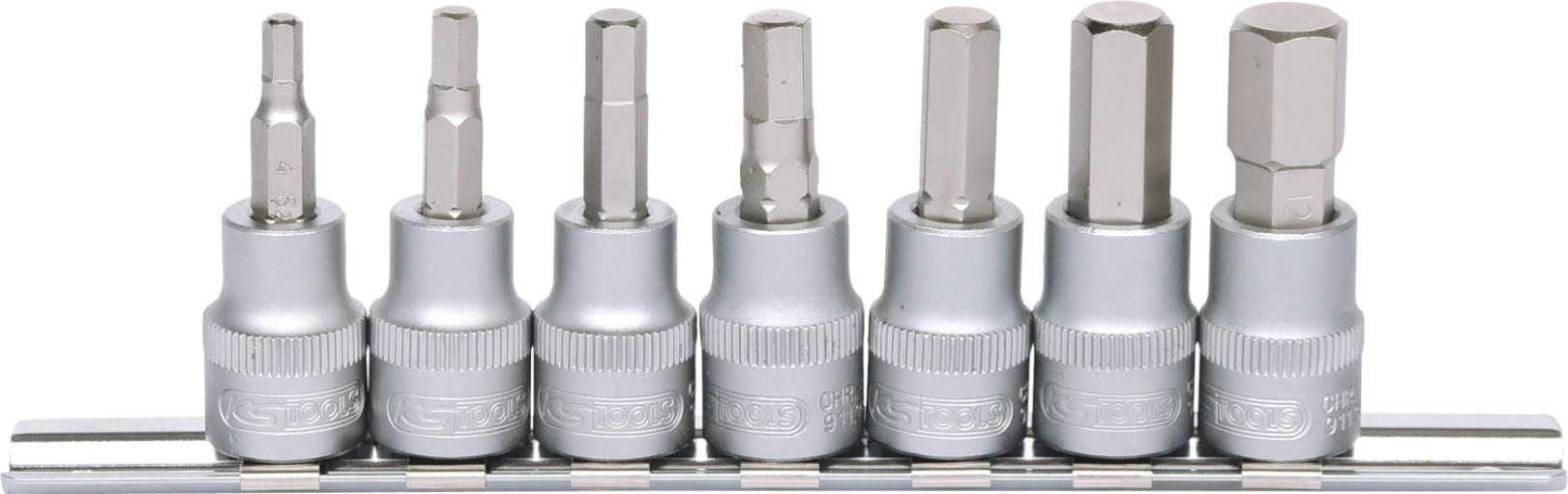 KS Tools 911.3945 3/8'' Bit-Stecknuss-Satz Innensechskant, 7-tlg.