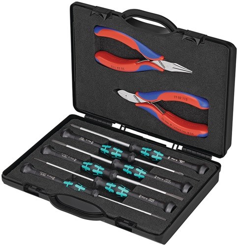 KNIPEX 00 20 18 Elektronikwerkzeug-Satz  8-teilig  im Kunststoffkoffer