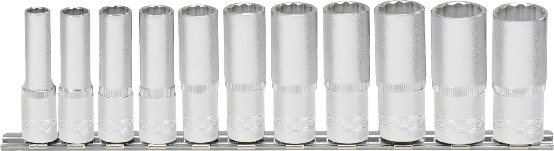 KS Tools 911.0606 3/8'' 12-kant-Stecknuss-Satz, lang, 11-tlg.
