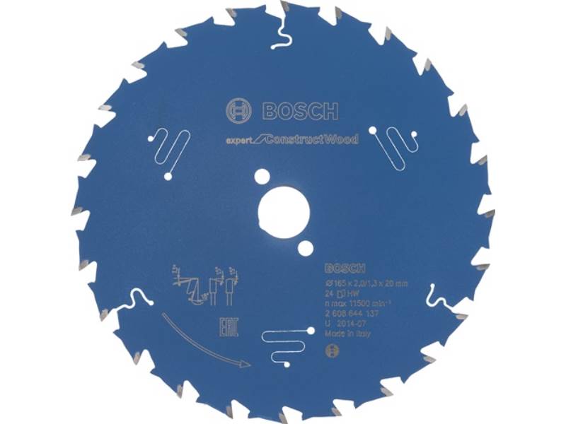 BOSCH 2608644137 Kreissägeblatt  Außen-Ø 165 mm Zähnezahl 24 WZ Bohrung 20 mm Sc