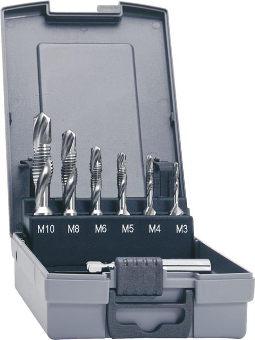 TECWERK  Kombigewindebohrer-Satz DIN 3126 M3-M10 7 teilig HSSG Kunststoffkassett