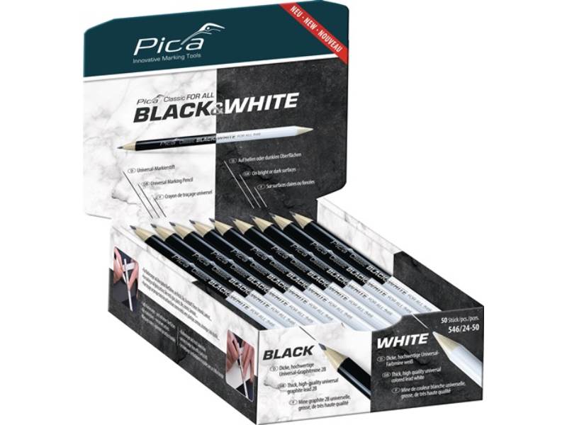 PICA 546/24-50 Markierstift Classic FOR ALL Black&White Länge 24 cm 2B beidseiti