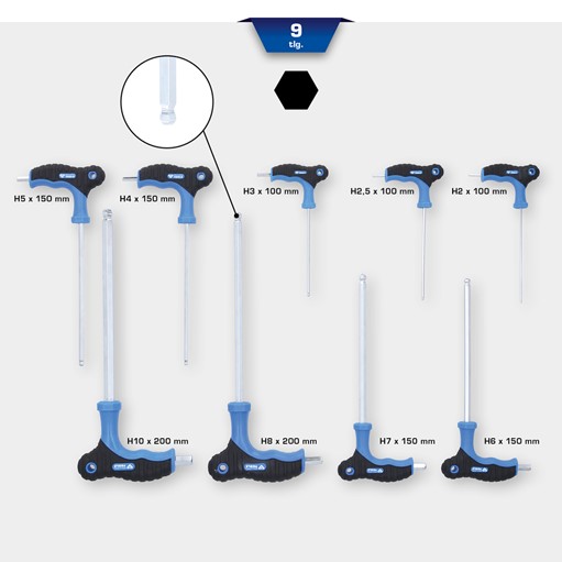 Brilliant Tools  BT041100 T-Griff-Innensechskant-Winkelstiftschlüssel-Satz, 9-tl