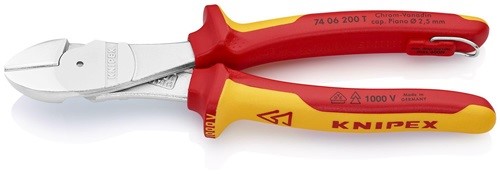 KNIPEX 74 06 200 T Kraftseitenschneider DIN ISO 5749 Länge 200 mm VDE Form 0 mit
