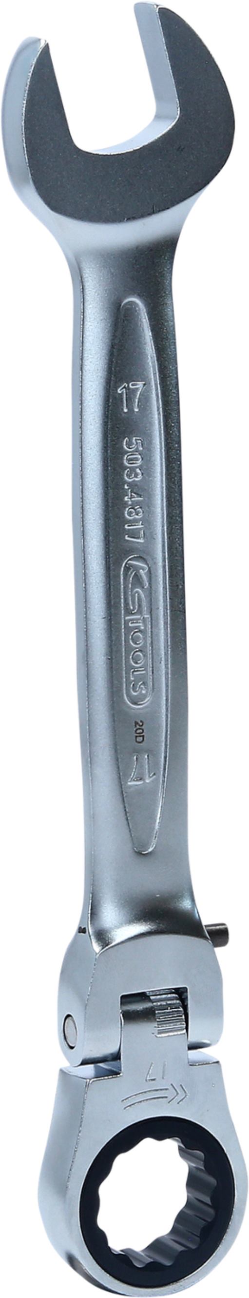 KS Tools 503.4817 GEARplus Gelenk-Ratschenringmaulschlüssel feststellbar, 17mm