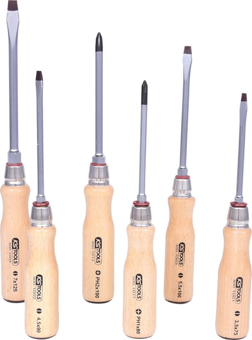 KS Tools 300.1100 ERGOTORQUE WOOD Schraubendreher-Satz, 6-tlg.