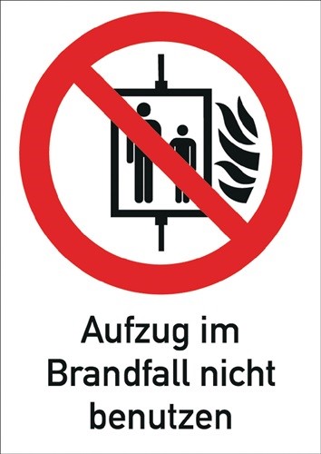 3000277612 Verbotszeichen  ASR A1.3/DIN EN ISO 7010 Aufzug im Brandfall nicht b