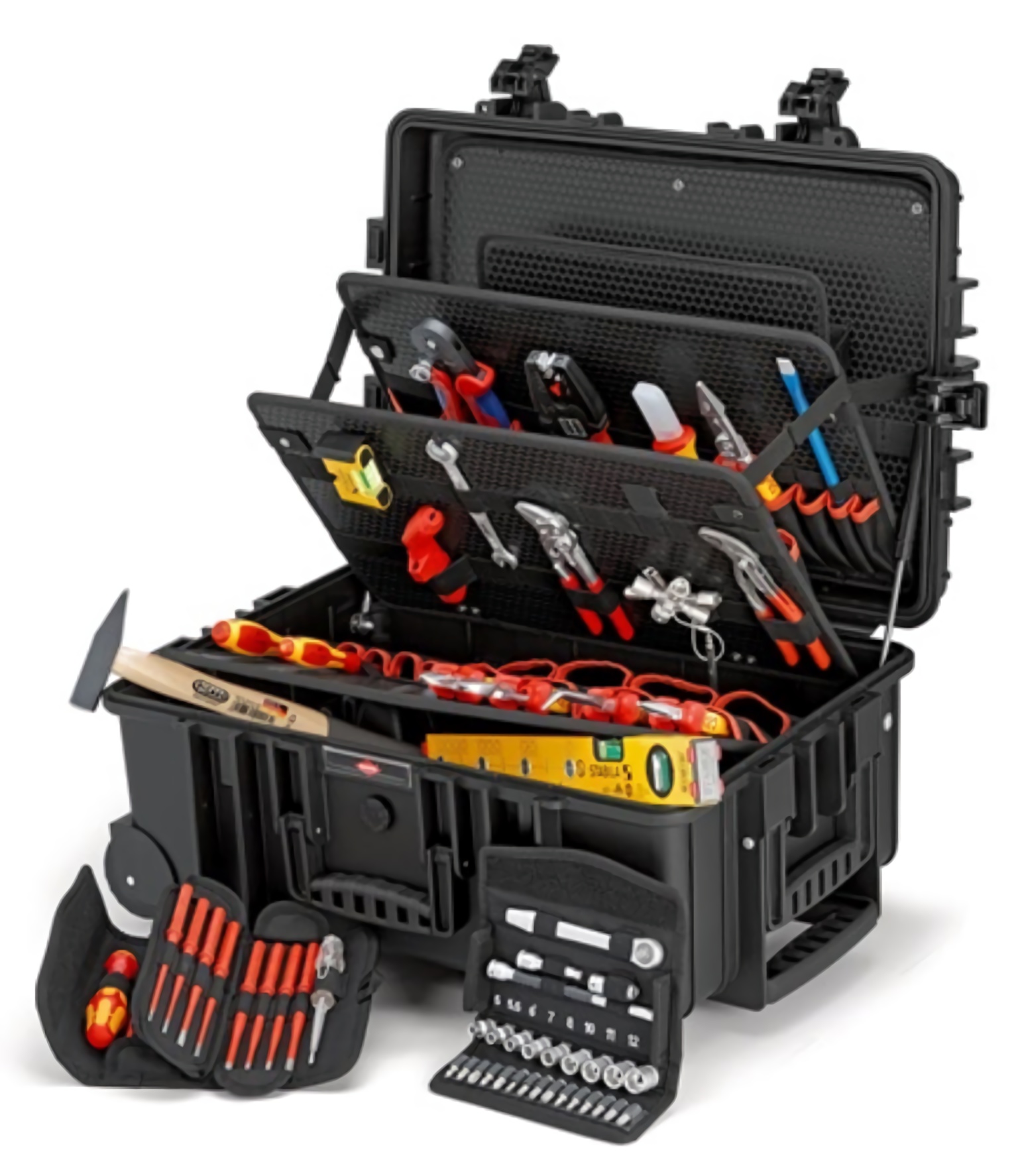 KNIPEX 00 21 37 Werkzeugkoffer Robust45 Move 63-teilig Koffer aus schlagfestem P