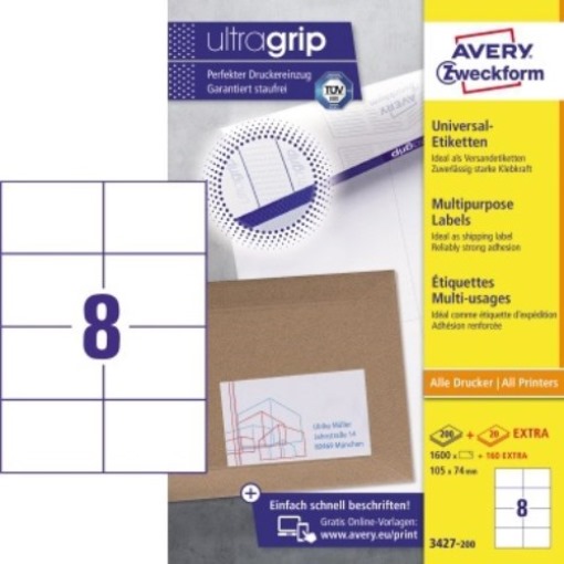 Avery Zweckform Etikett 3427-200 105x74mm weiß 1.600 St./Pack.