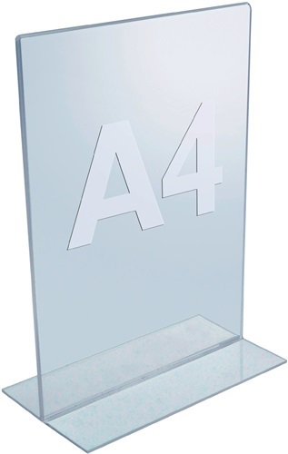 5822-7 Tischaufsteller DIN A4 hoch Acryl transparent freistehend