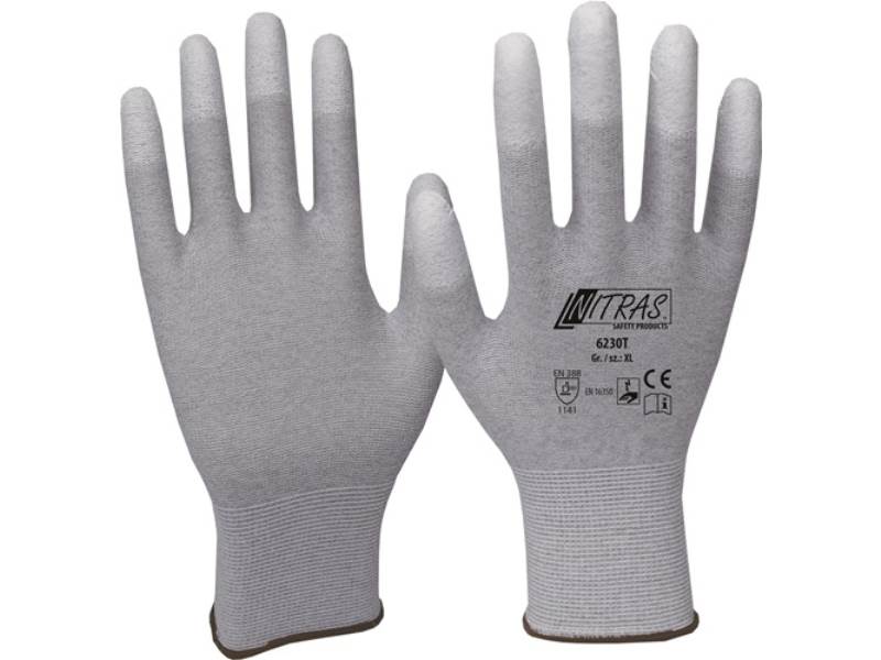NITRAS 6230T-11 Handschuhe  Größe 11 grau/weiß EN 388, EN 16350 PSA-Kategorie II