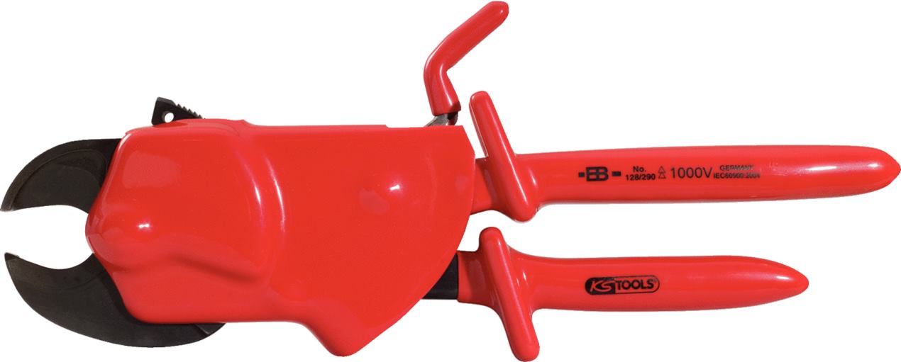 KS Tools 117.1246 Einhand-Ratschenkabelschere mit Schutzisolierung, 310mm