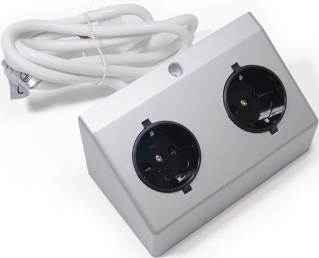 L&S 2000466 Doppelsteckdose  Aluminium  230 V AC  135 mm