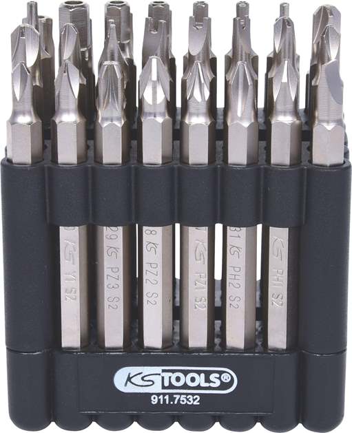 KS Tools 911.7532 1/4'' CLASSIC Bit-Satz, 75mm, 32-tlg. mit Sicherheitsbits