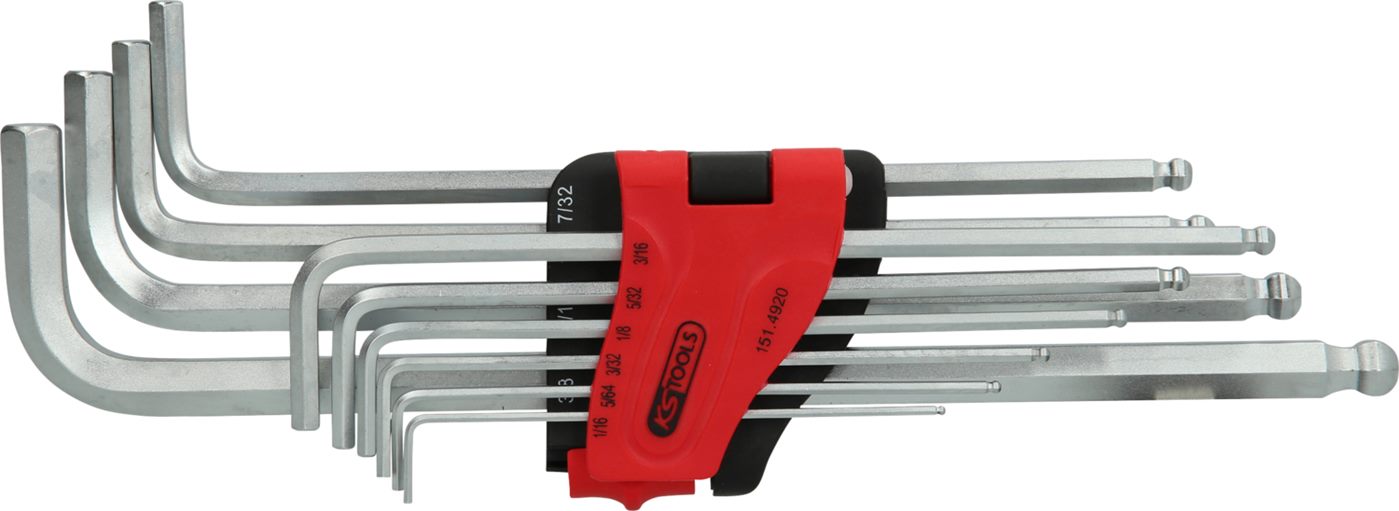 KS Tools 151.4920 Kugelkopf-Innensechskant-Winkelstiftschlüssel-Satz,XL,10-tlg.,