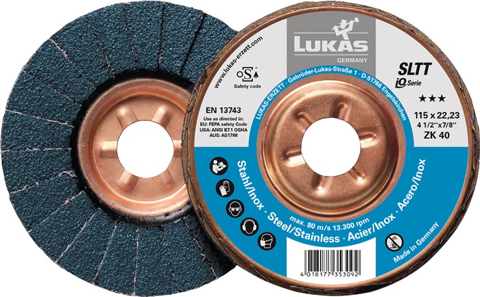 LUKAS A27201250400065A Fächerscheibe SLTT ZK Ø 125 mm Körnung 40 flach Stahl Zir