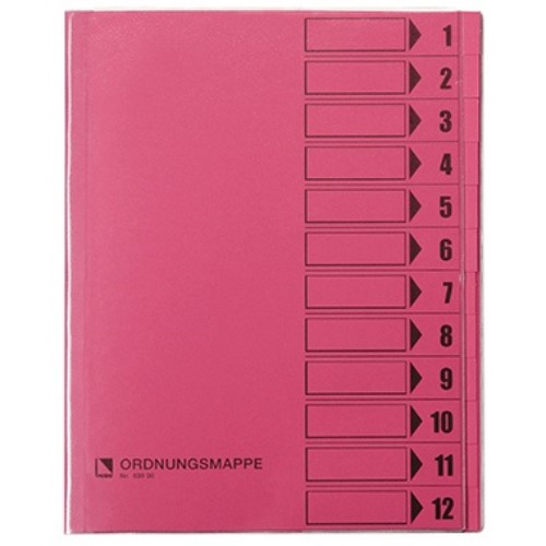 Bene Ordnungsmappe 083800RS DIN A4 12Fächer PVC rosa