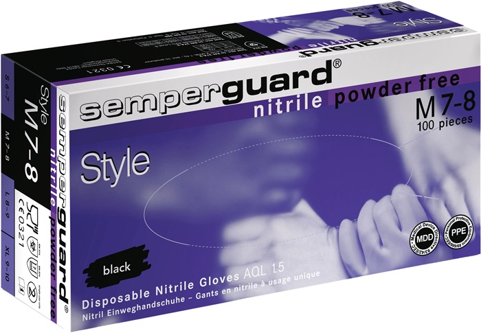 SEMPERMED 0448-9-10 Einweghandschuhe Semperguard® Sapphire XP black Größe XL sch