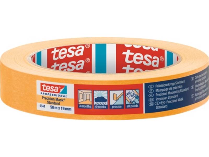 TESA 04344-00004-00 Präzisionskrepp 4344 Standard glatt hellbeige Länge 50 m Bre