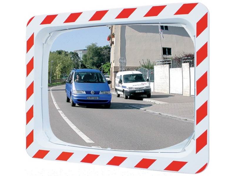SPL 558 Verkehrsspiegel  H800xB1000mm Kunststoff, rot/weiß für 2 Richtungen 30 m