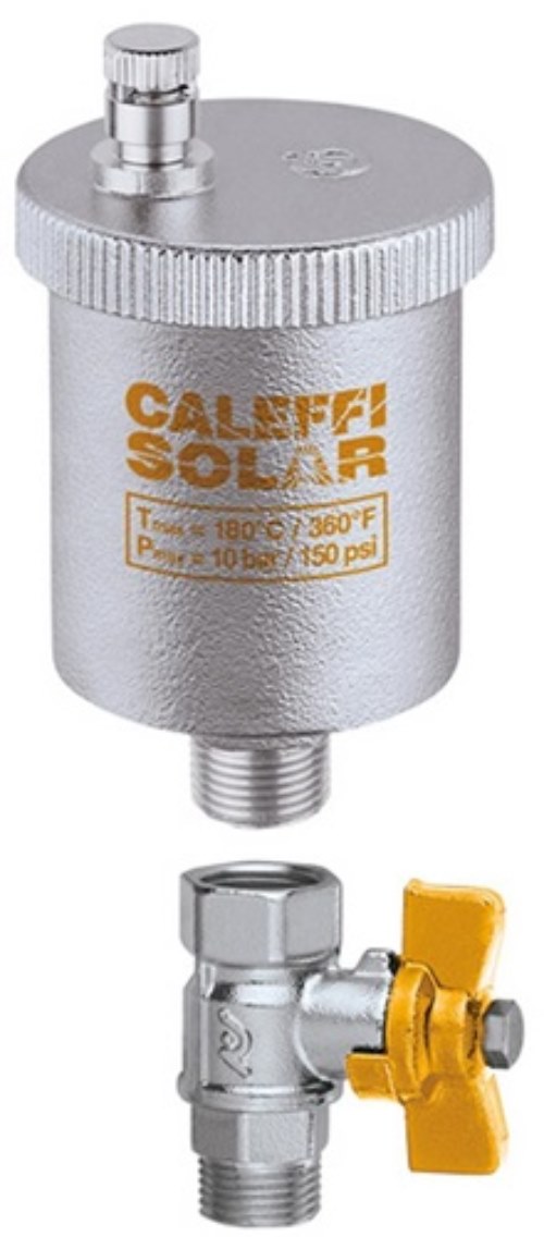 CALEFFI 250131 Automatischer Schnellentlüfter Solar 250 3/8Zoll mit Kugelhahnabs