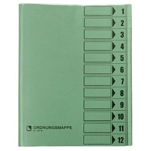 Bene Ordnungsmappe 083800GN DIN A4 12Fächer PVC grün