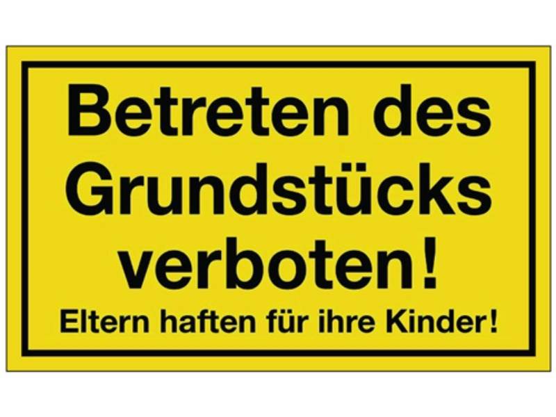 Hinweiszeichen Grundstück betreten verboten L250xB150 mm gelb schwarz Kunststo