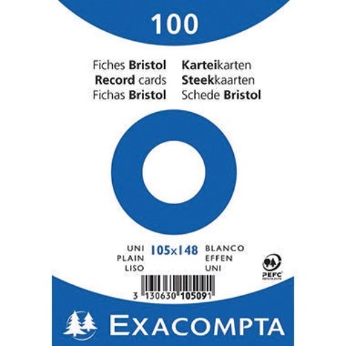 Exacompta Karteikarte 10509E DIN A6 blanko weiß 100 St./Pack.