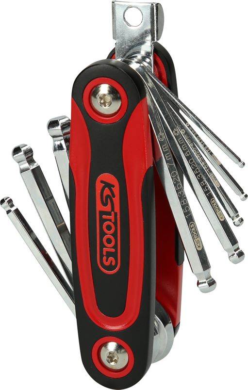 KS Tools 158.3520 CHROMEplus Kugelkopf-Innensechskant-Winkelstiftschlüssel-Klapp