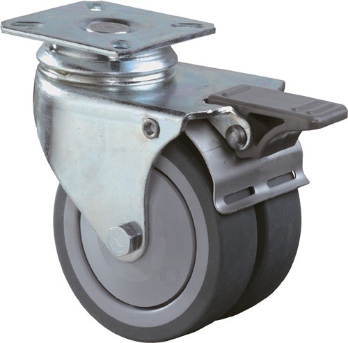 BS ROLLEN B120.A85.050 Doppel-Lenkrolle mit Totalfeststeller  50 mm 60 kg mit Fe