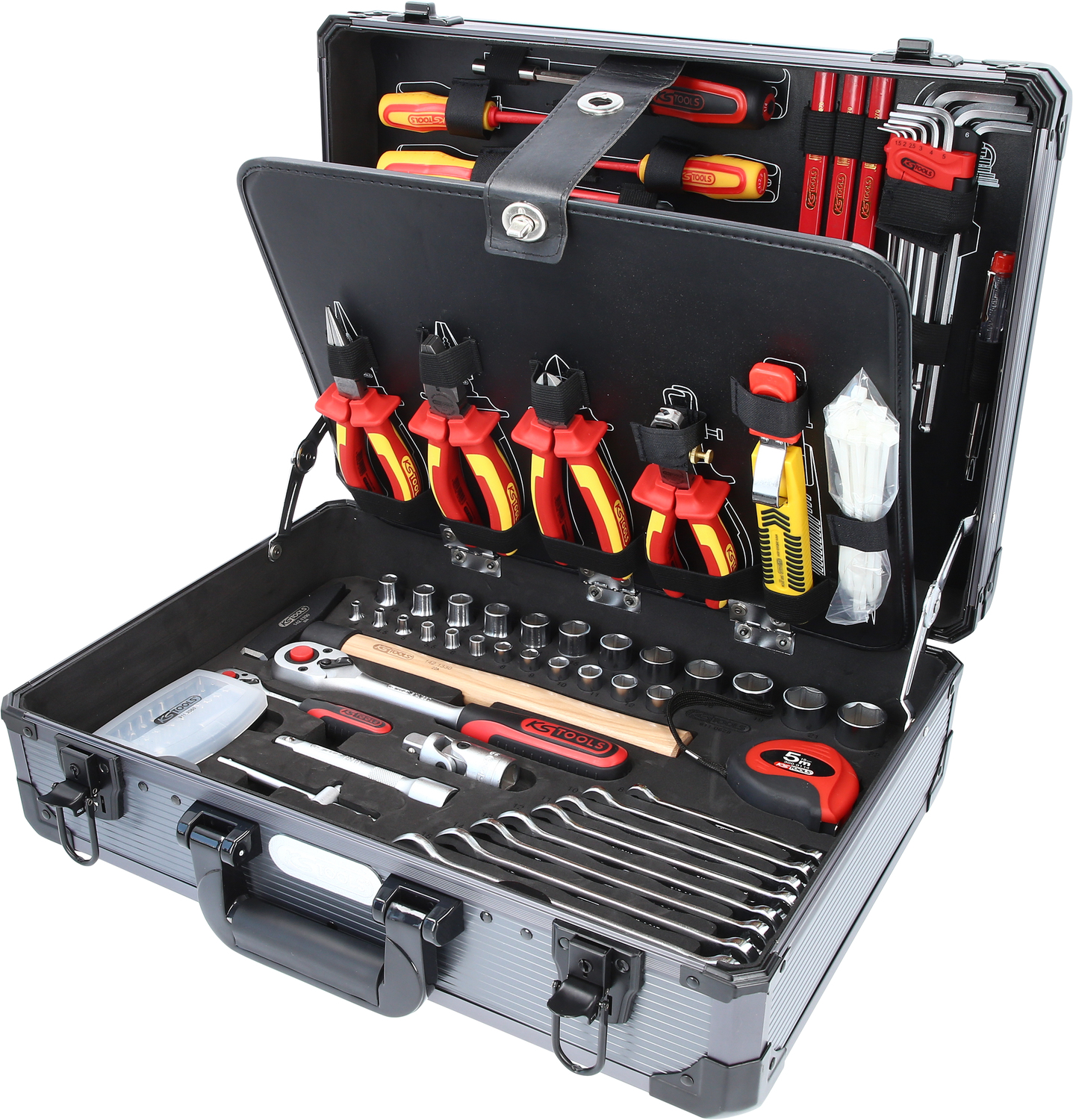 KS Tools 911.0628 1/4'' + 1/2 Elektriker-Werkzeugkoffer, 128-tlg.