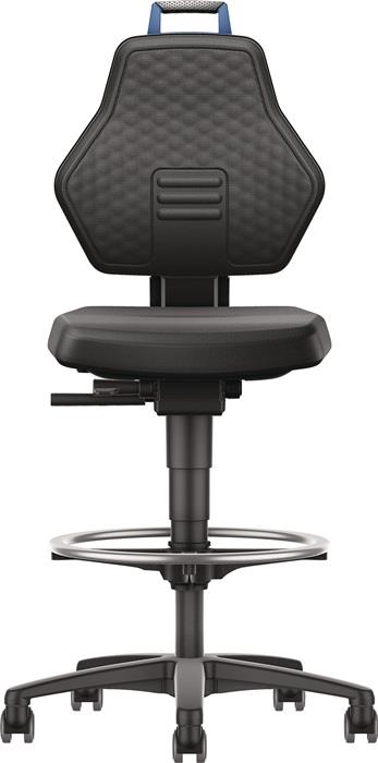 TECWERK 2000425213 Arbeitsdrehstuhl Rl.+Fußring Supertec schwarz Grifffarbe blau