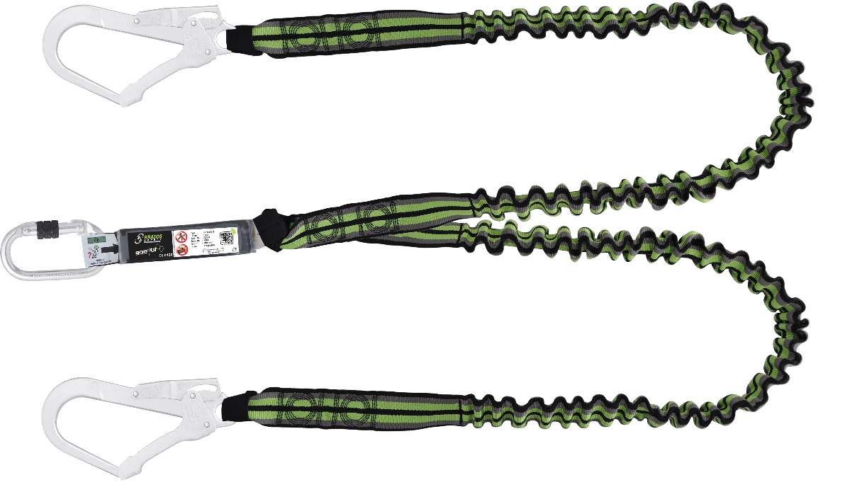 BANDFALLDÄMPFER PLUS KRATOS® Y-Form M. 2 Gerüsthaken, Polyester Gurtband, EN 355