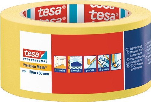 TESA 04334-00004-00 Präzisionskrepp 4334 glatt gelb Länge 50 m Breite 50 mm
