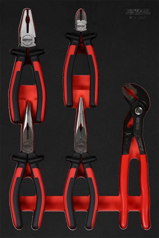 KS-Tools 812.0005 Zangen-Satz in Schaumstoffeinlage, 5-tlg