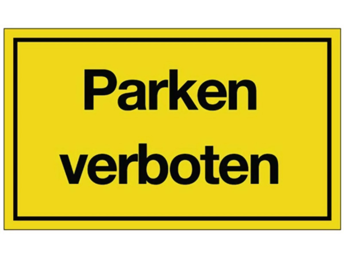 Hinweiszeichen Parken verboten L250xB150 mm gelb schwarz Kunststoff
