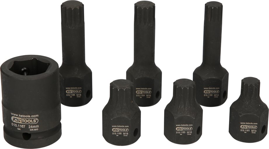 KS Tools 515.1160 1/2'' Spezial-Kraft-Bit-Stecknuss-Satz Vielzahn