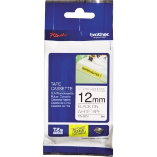 P-touch Schriftbandkassette TZES231 12mmx8m laminiert sw auf ws