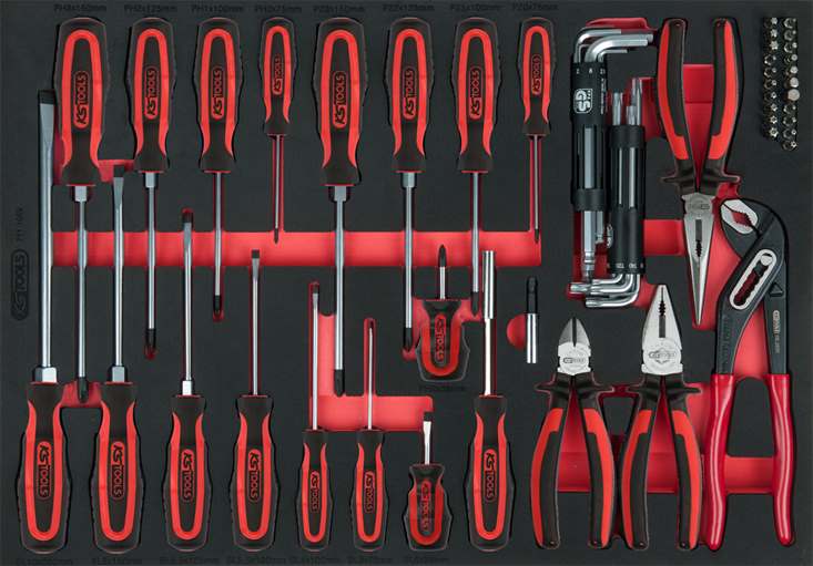 KS Tools 711.1059 Zangen- und Schraubendreher-Satz, 59-tlg. in 1/1 Systemeinlage