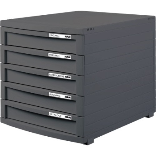 HAN Schubladenbox CONTUR 1505-191 DIN A4/B4/C4 5Schübe geschl dgr/dgr