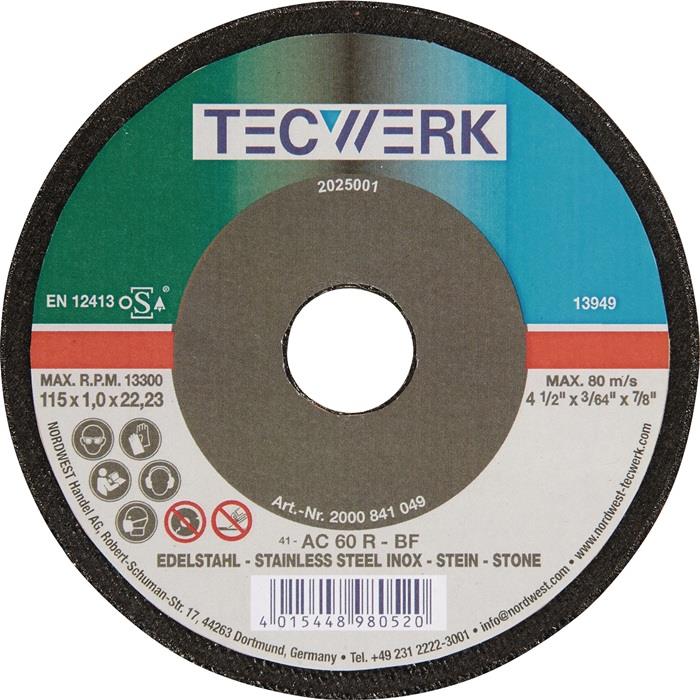 TECWERK 2000841050 Trennscheibe D125x1mm ger.STA/STE Bohr.22,23mm TECWERK 200084