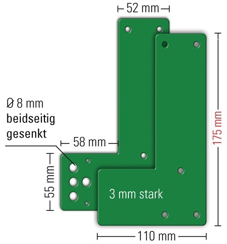 GFS 901 470 Montageplatte 901470 Montage an Glastüren Schwenk-Türwächter DIN lin