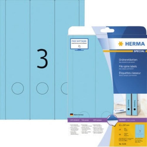 Etikett 61x297mm Ordner A4 blau lang 60Et 20Bl 3Et Bl SuperPrint