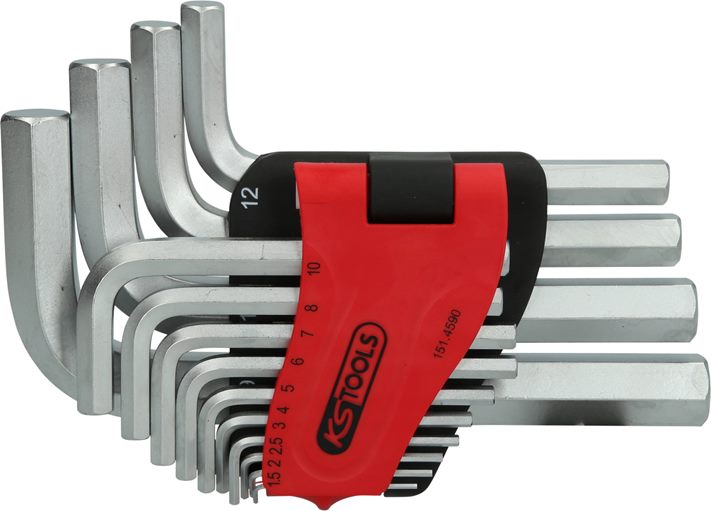 KS Tools 151.4590 Innensechskant-Winkelstiftschlüssel-Satz, im Klapphalter,14-tl